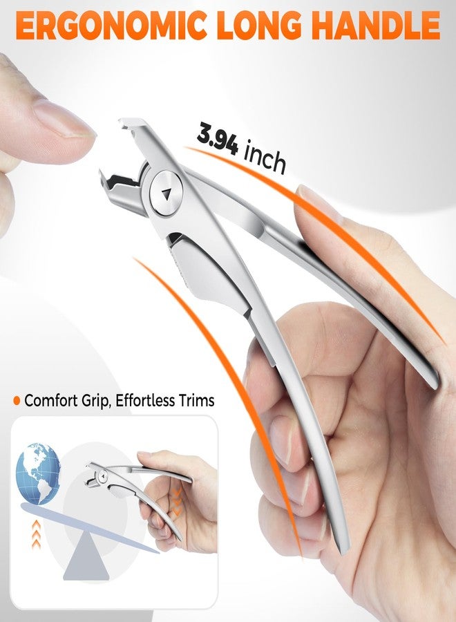 درمود مقص أظافر مستقيم للرجال، مقص أظافر قدم ألماني مريح مقاس 18 مم للأظافر السميكة لكبار السن ذوي الفك العريض، مقص أظافر طويل المقبض ذو حافة حادة للبالغين مع مبرد، هدية للرجال - Image 2